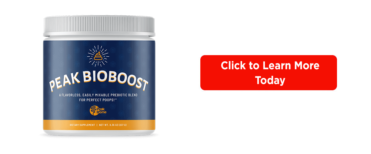 One bottle of BioBoost used to promote healthy poops - helps eliminate constipation fast and helps eliminate constipation naturally. Click to learn more button