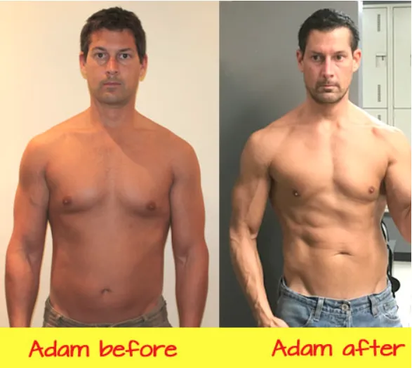 Before and after picture of Adam after Intermittent Fasting.