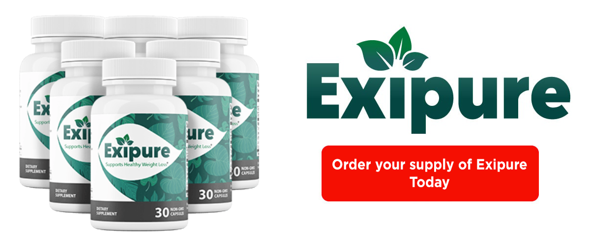 6 bottles of Exipure with Exipure logo and Order your supply of Exipure Today button